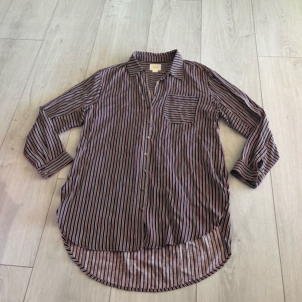Anthropologie Maeve Adelaide Poplin Stripe Shirt size S